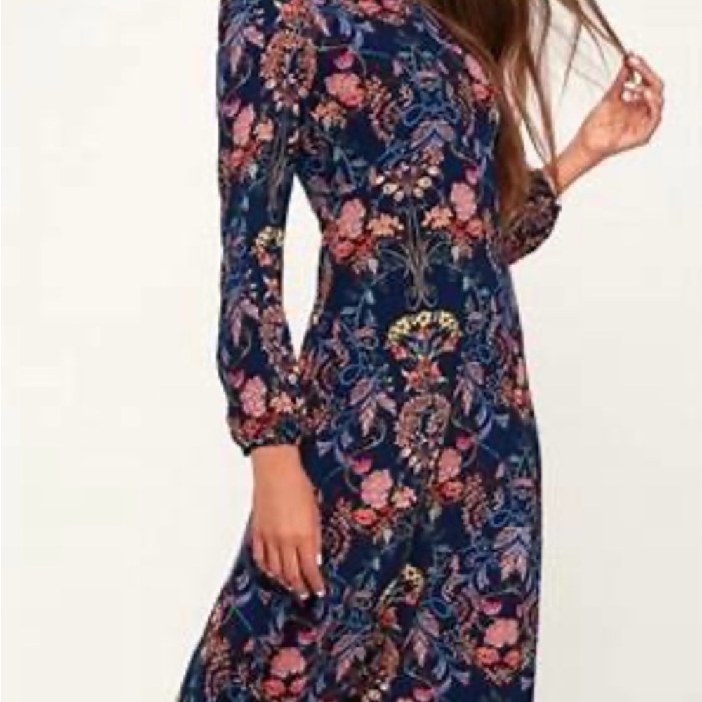 Lulus I. Madeline Garden Splendor Long Sleeve Floral Midi Dress